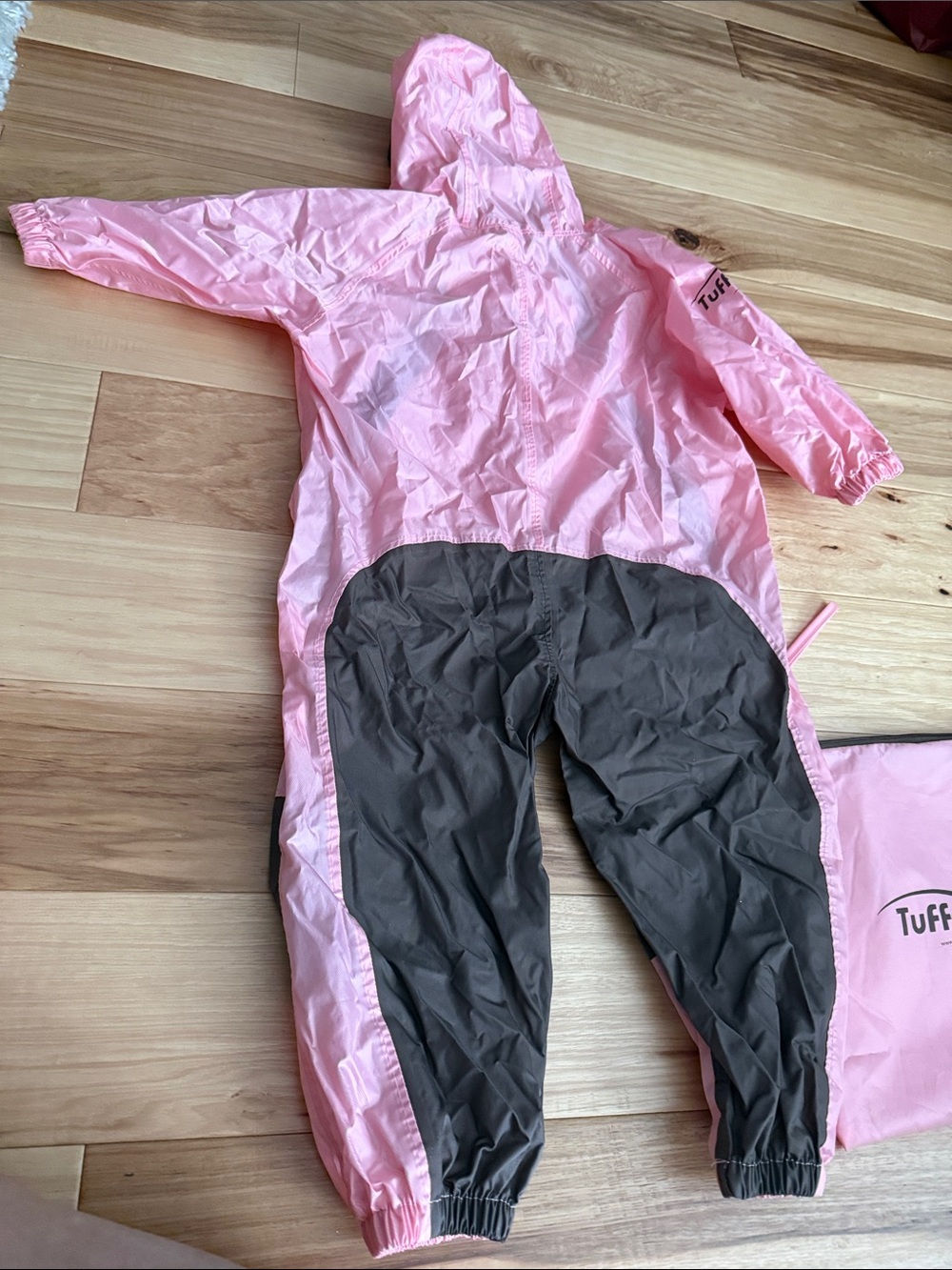 Pink Hooded Kids Rain Snowsuit with Brown Accents size 2T - Picture 7 of 7